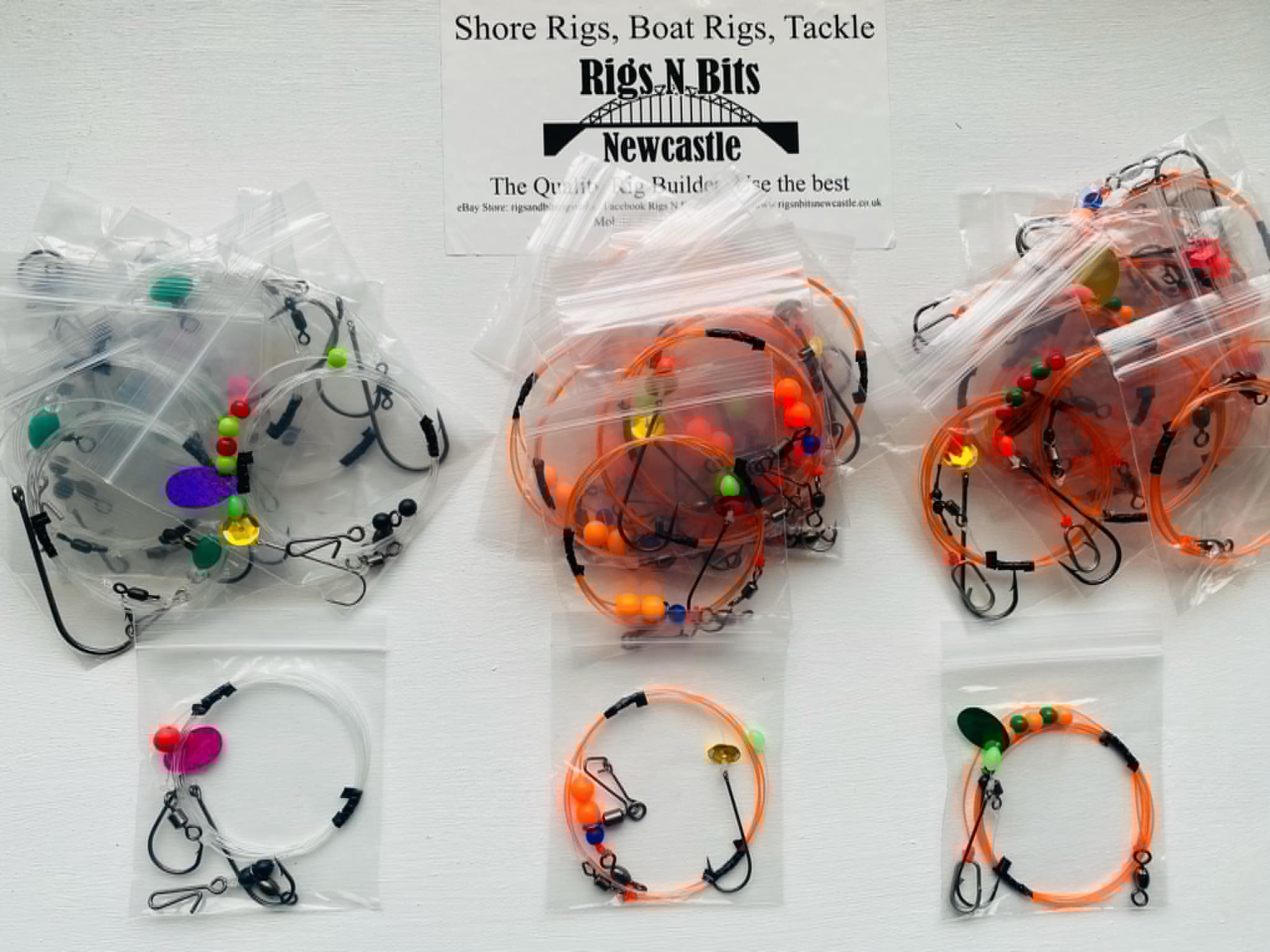 30 mixed sea fishing rigs: Pulleys, Ledgers, Flappers with hook size 1 to 5/0