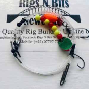 5 Sea fishing Rigs - 2 hook pop up flappers - SZ4 circle catch and release rigs
