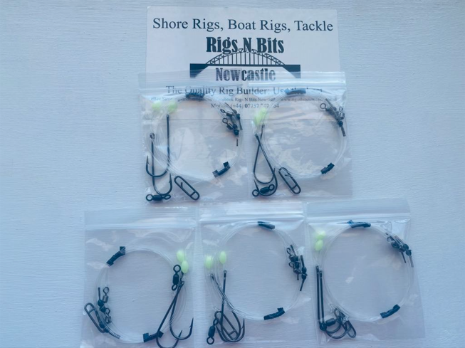 5x Heavy Duty Quality Sea Fishing Rigs 2 Hook Flapper Shore Fishing Cod Ray Bass
